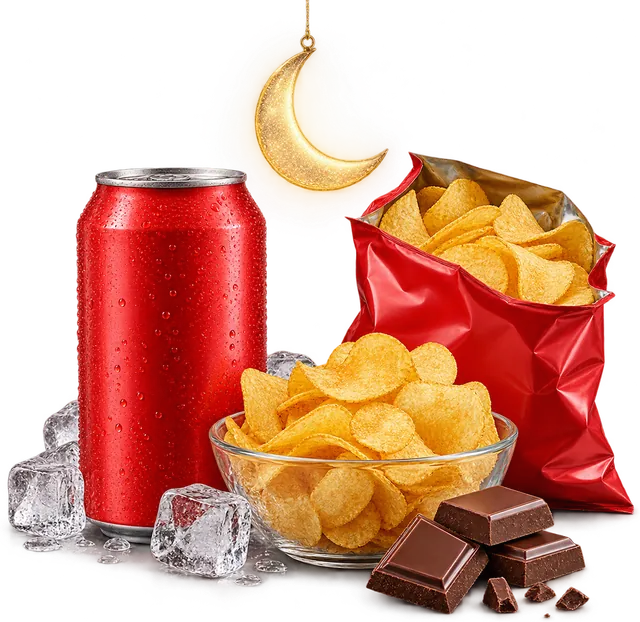 Kola, cips ve çikolata